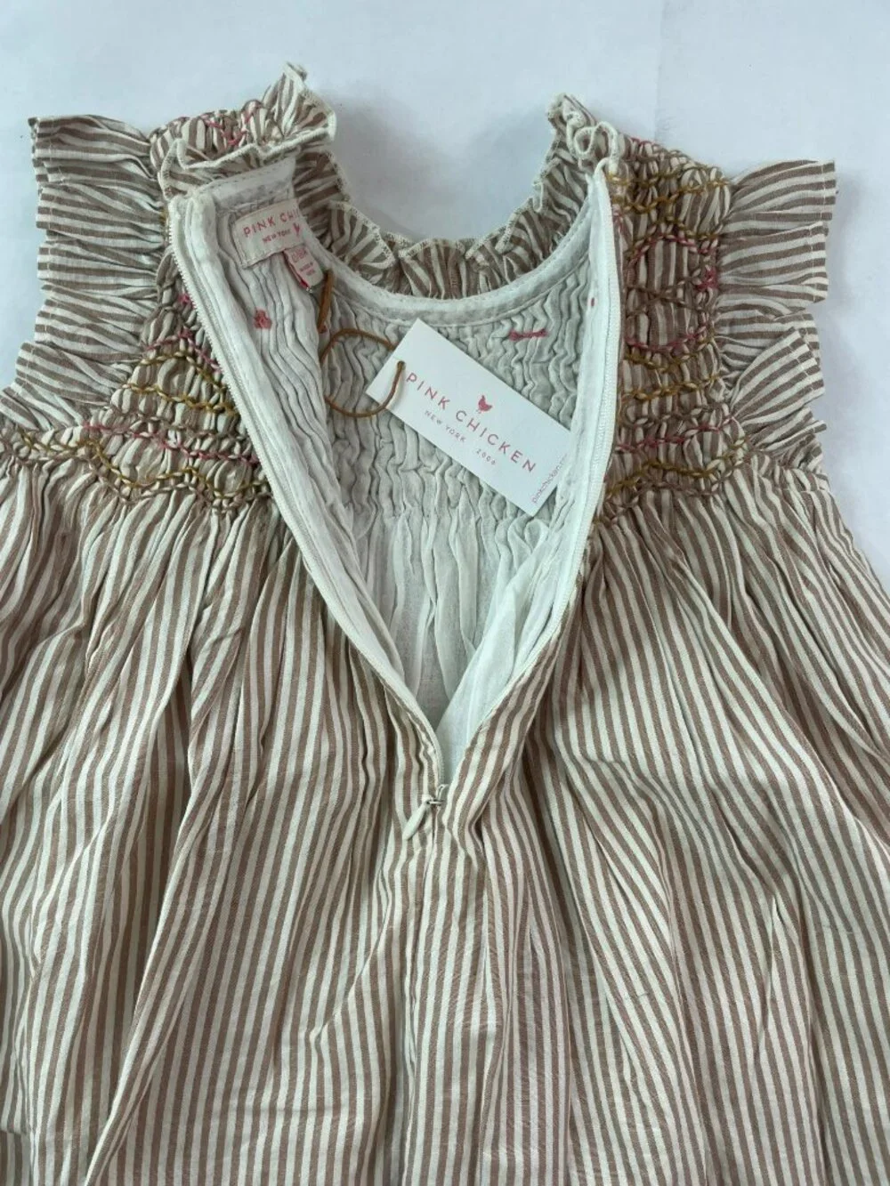 Pink Chicken Stevie Dress & Shorts Tawny Brown Stripe Babies Size 12/18M $84 NWT - Picture 9 of 16